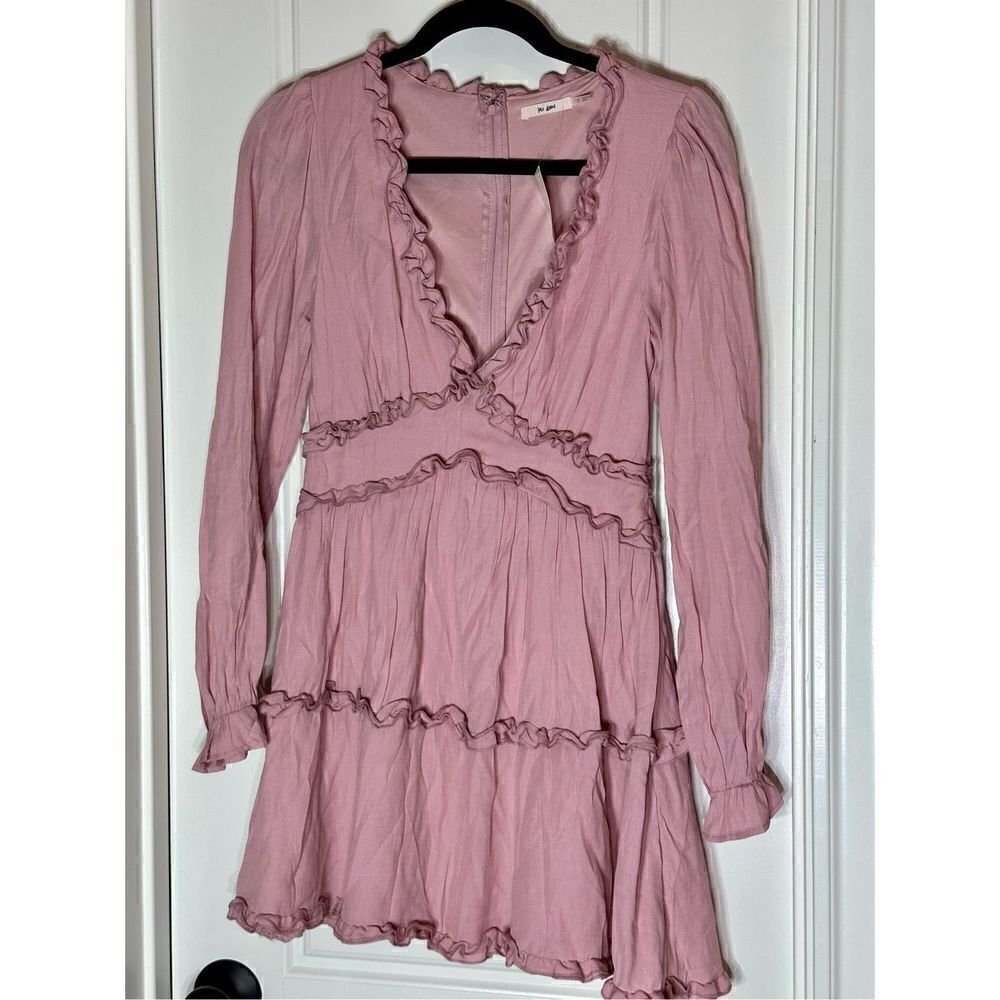 Mi Ami Francesca’s long sleeve ruffle mini dress in a pretty pink. NWT Size S - Picture 3 of 7